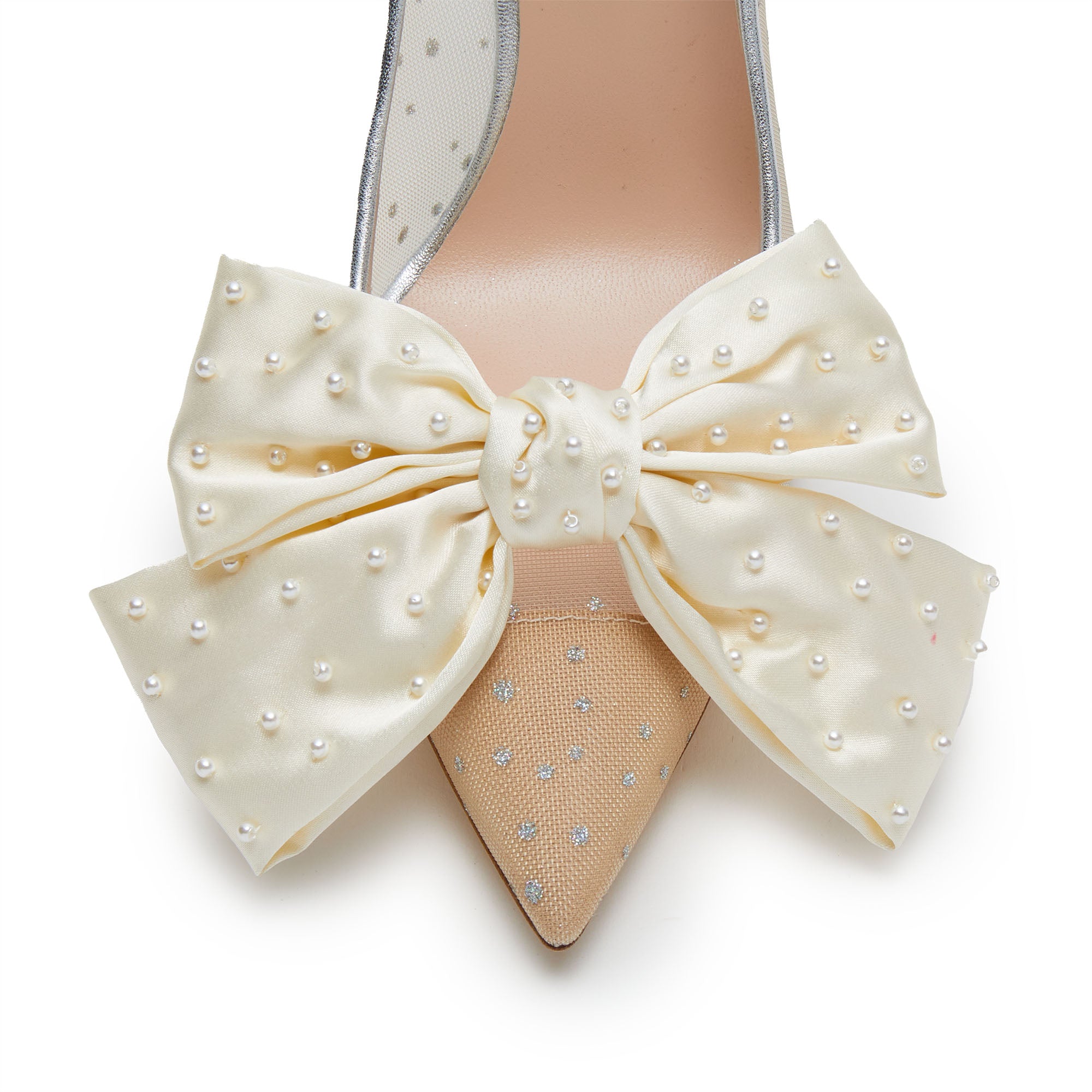 Pearl Silk Bow Shoe Clips